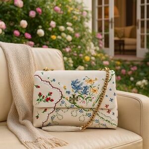 Tory Burch Kira Afternoon Tea Embroidered Convertible Shoulder Bag/Crossbody Bag